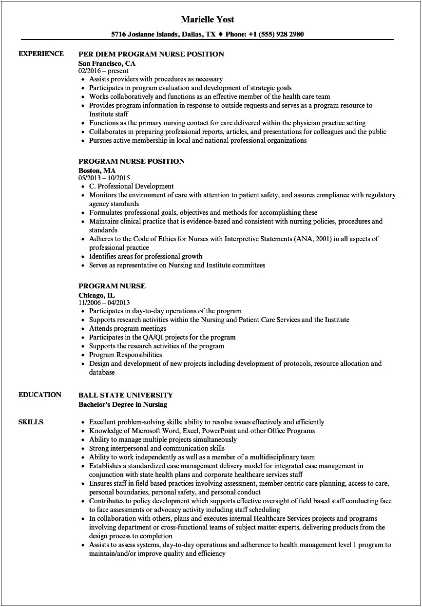 Labor And Delivery Nurse Job Description Resume