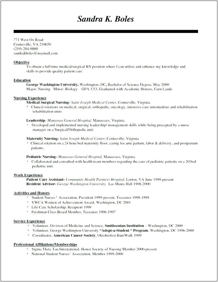 Labor And Delivery Nurse Resume Examples