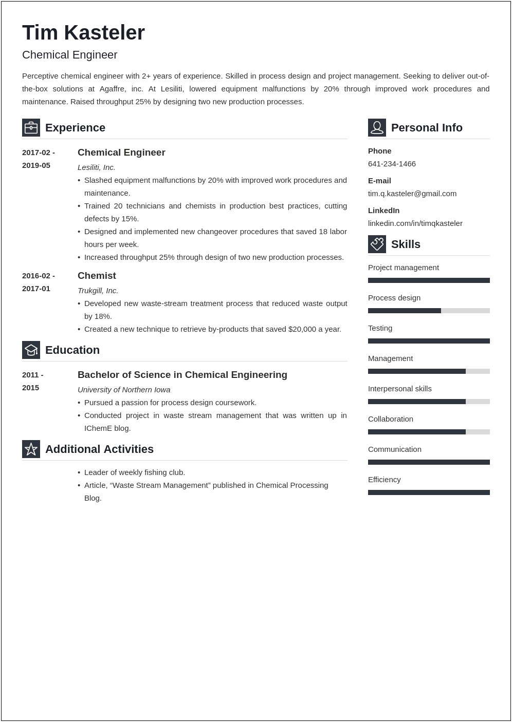Laborer Who Worked With Chemicals On Resume