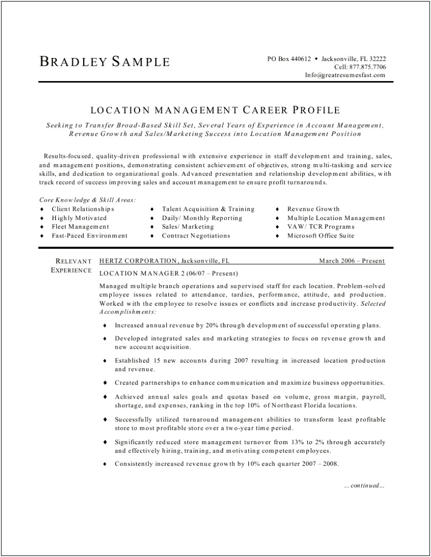 Land Acquisition Manager And Resume