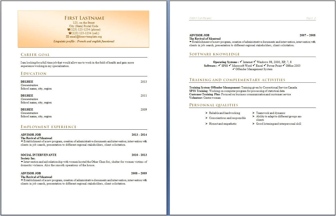 Latest Resume Format 2013 Free Download