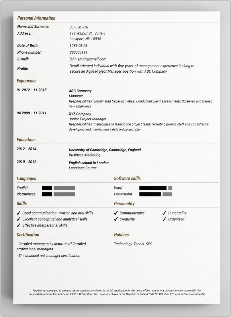 Latest Resume Format 2014 Free Download