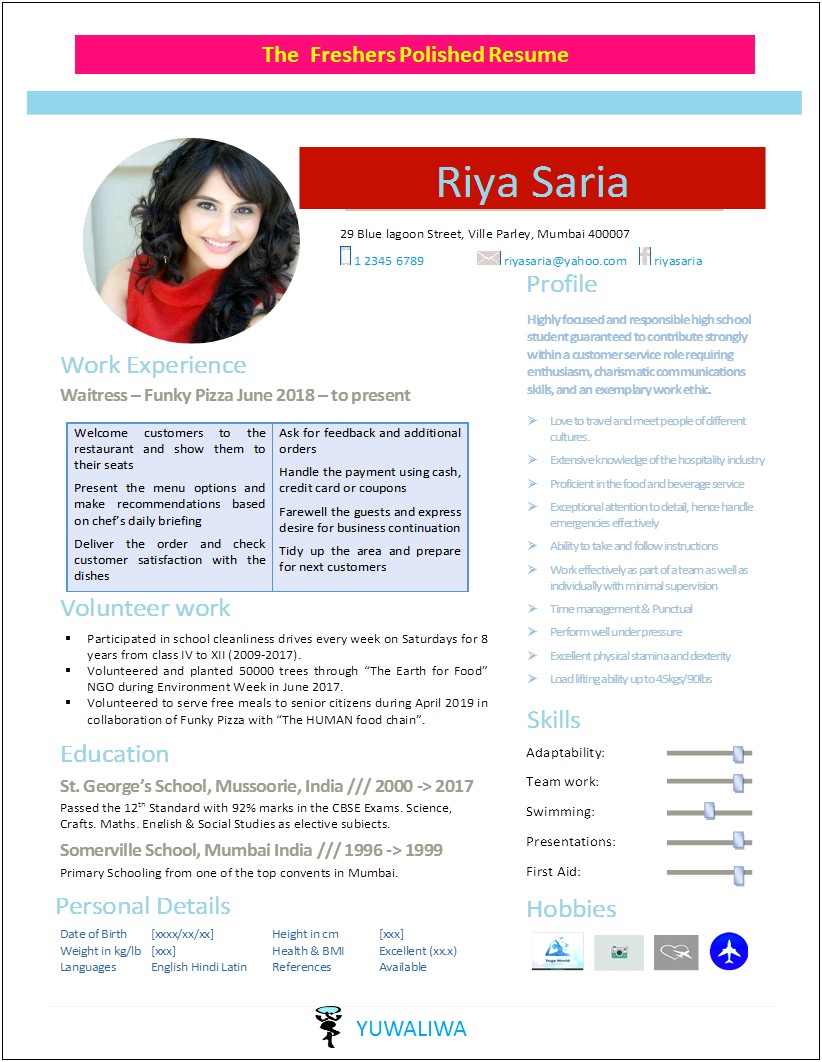 Latest Resume Format For Experience Air Hostess