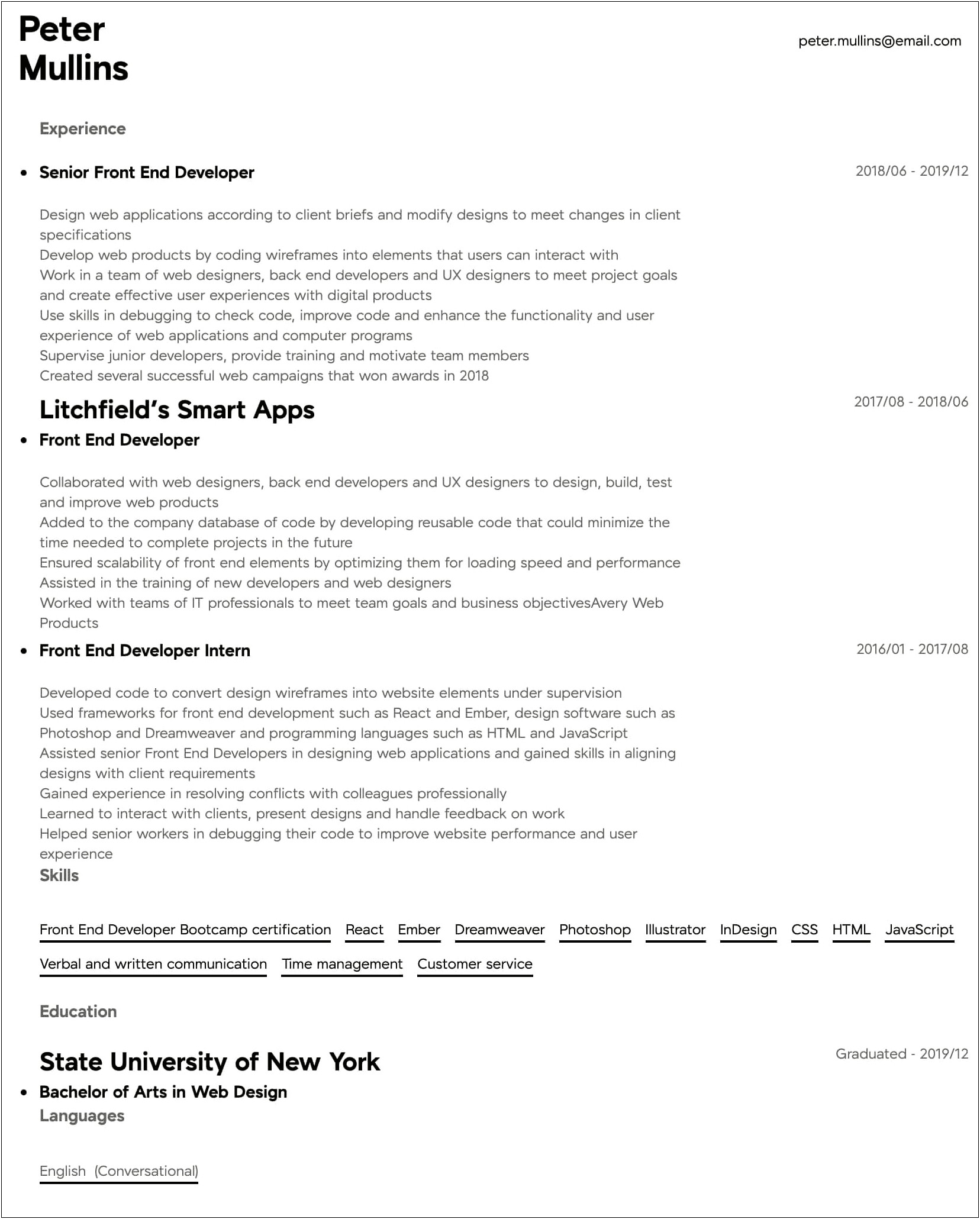 Latest Sample Of Resume 2017