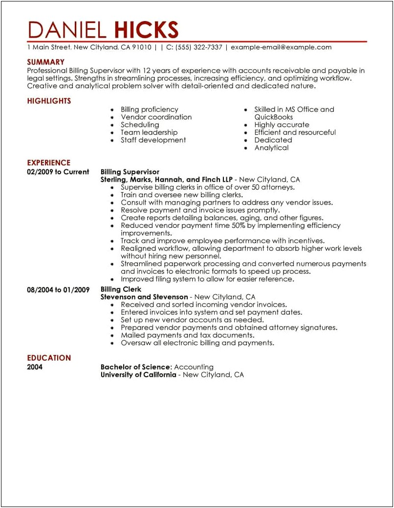 Law Clerk Summary Sample Resume