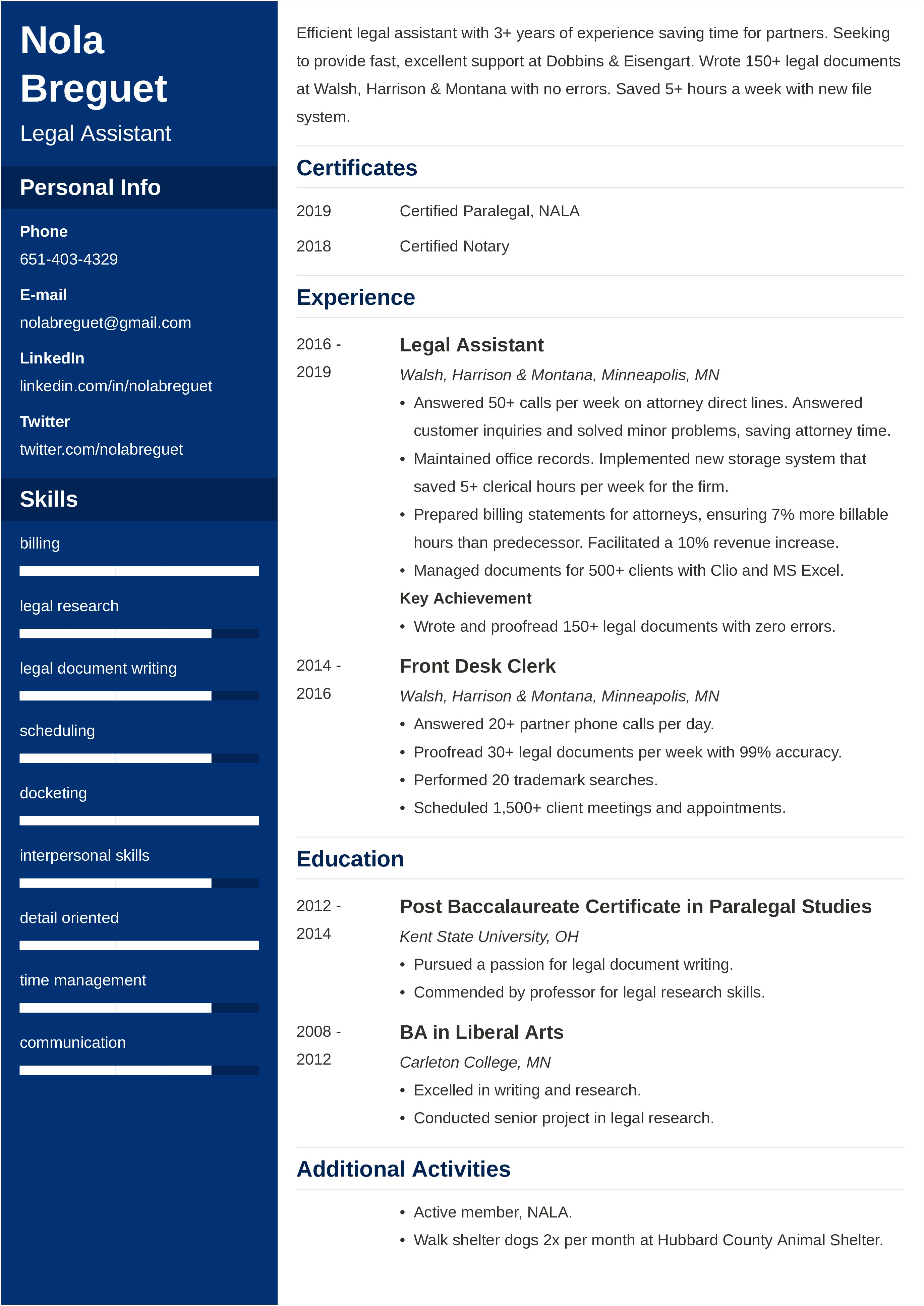 Law Firm Partner Resume Example