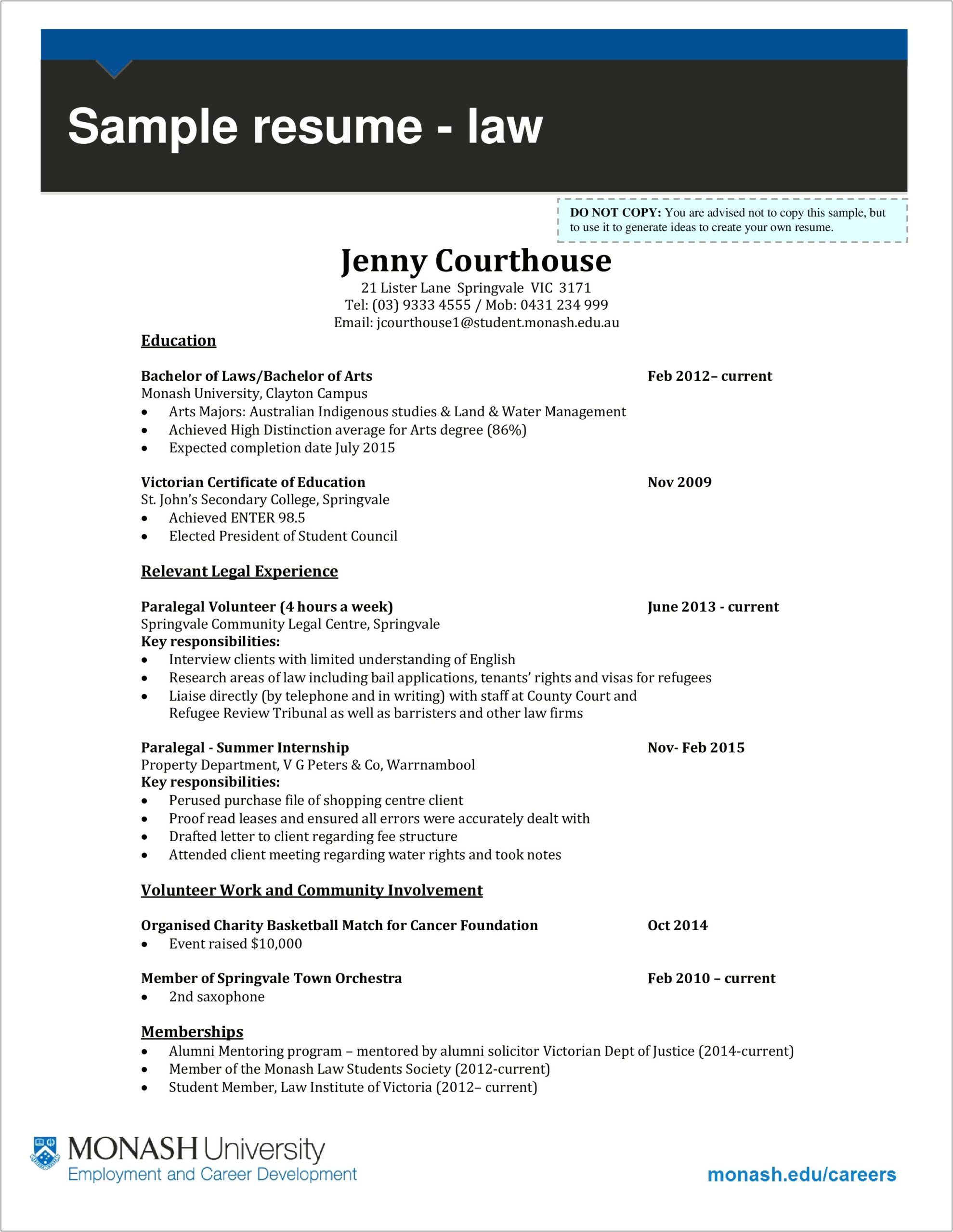 Law Student Resume Skills Section