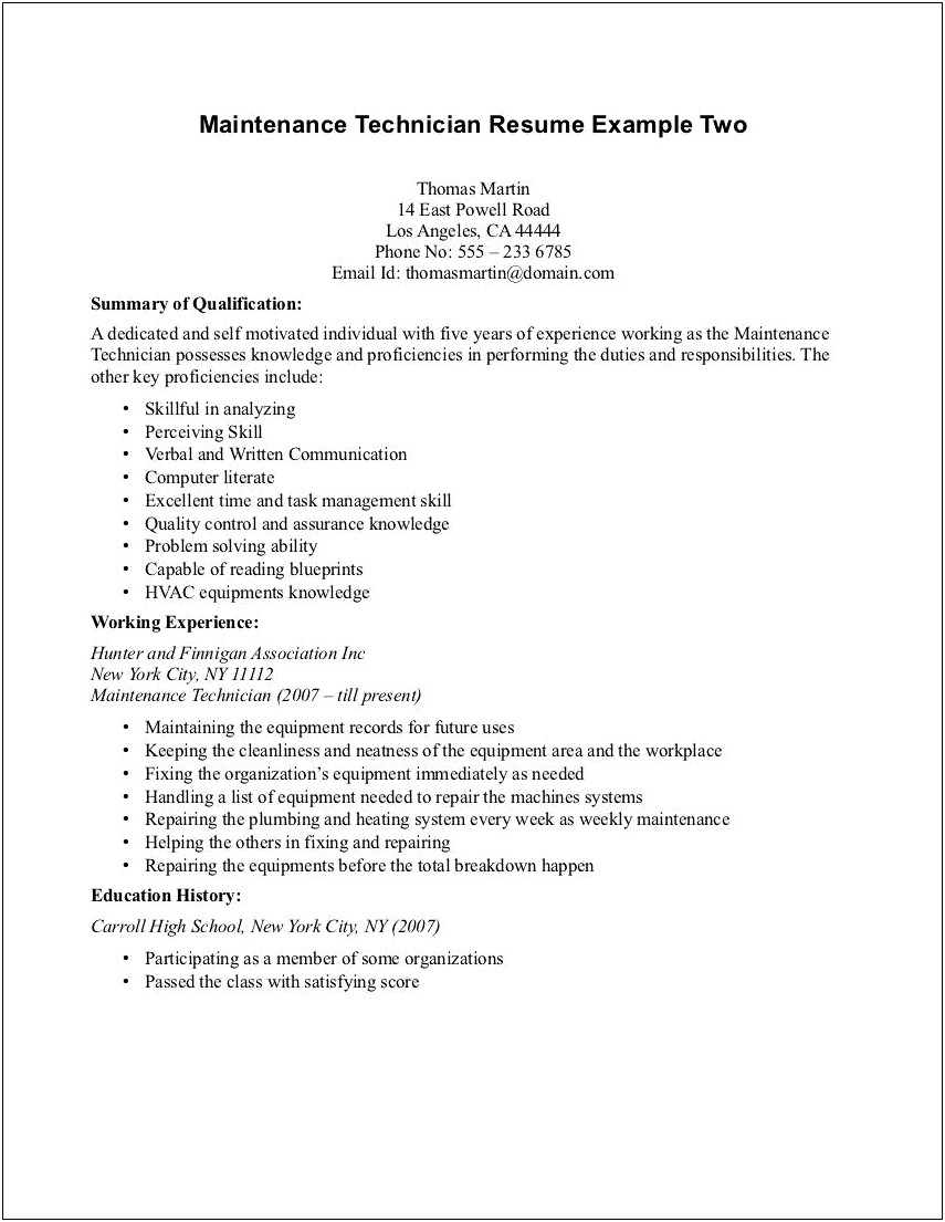 Lawn Care Specialist Resume Sample