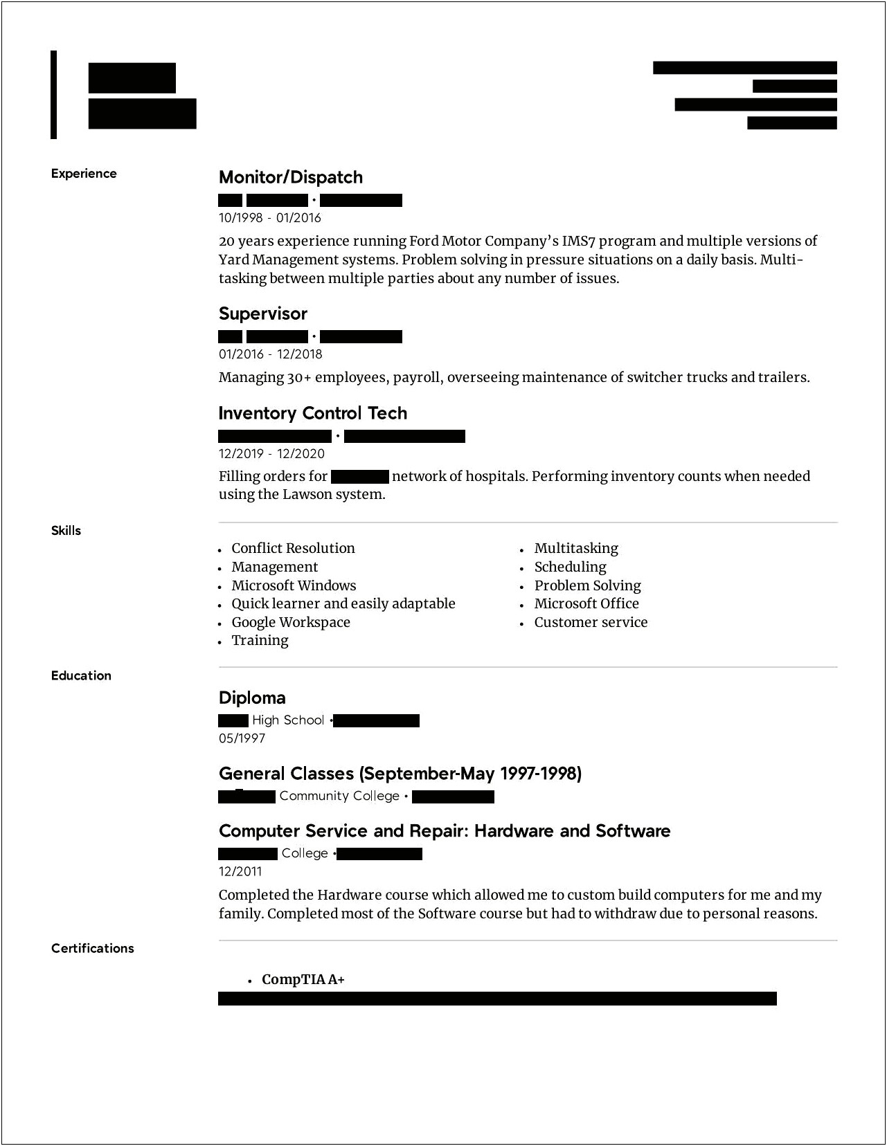 Lawson Sample Resume With Project Overviews