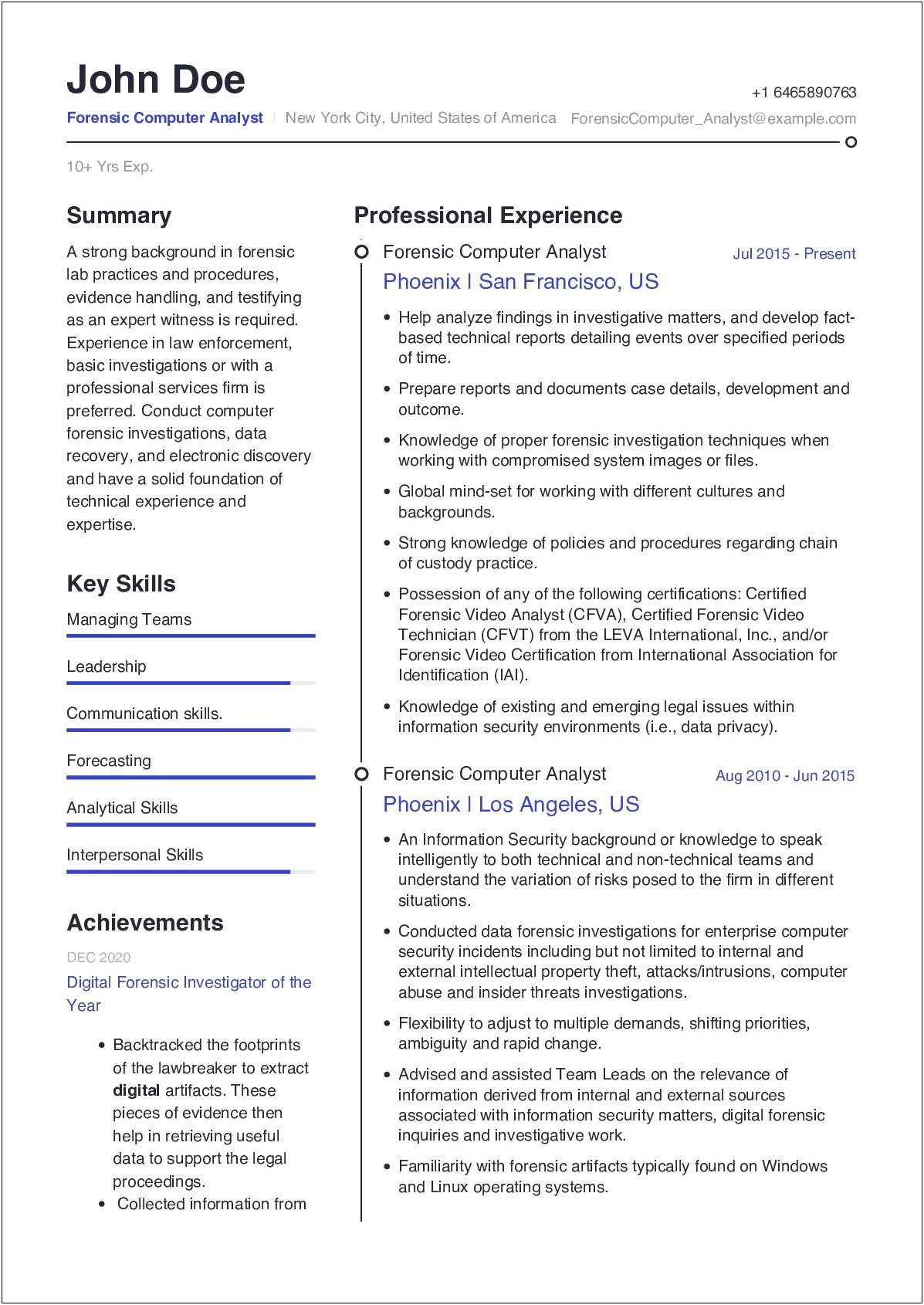 Lead Forensics Job Description On A Resume