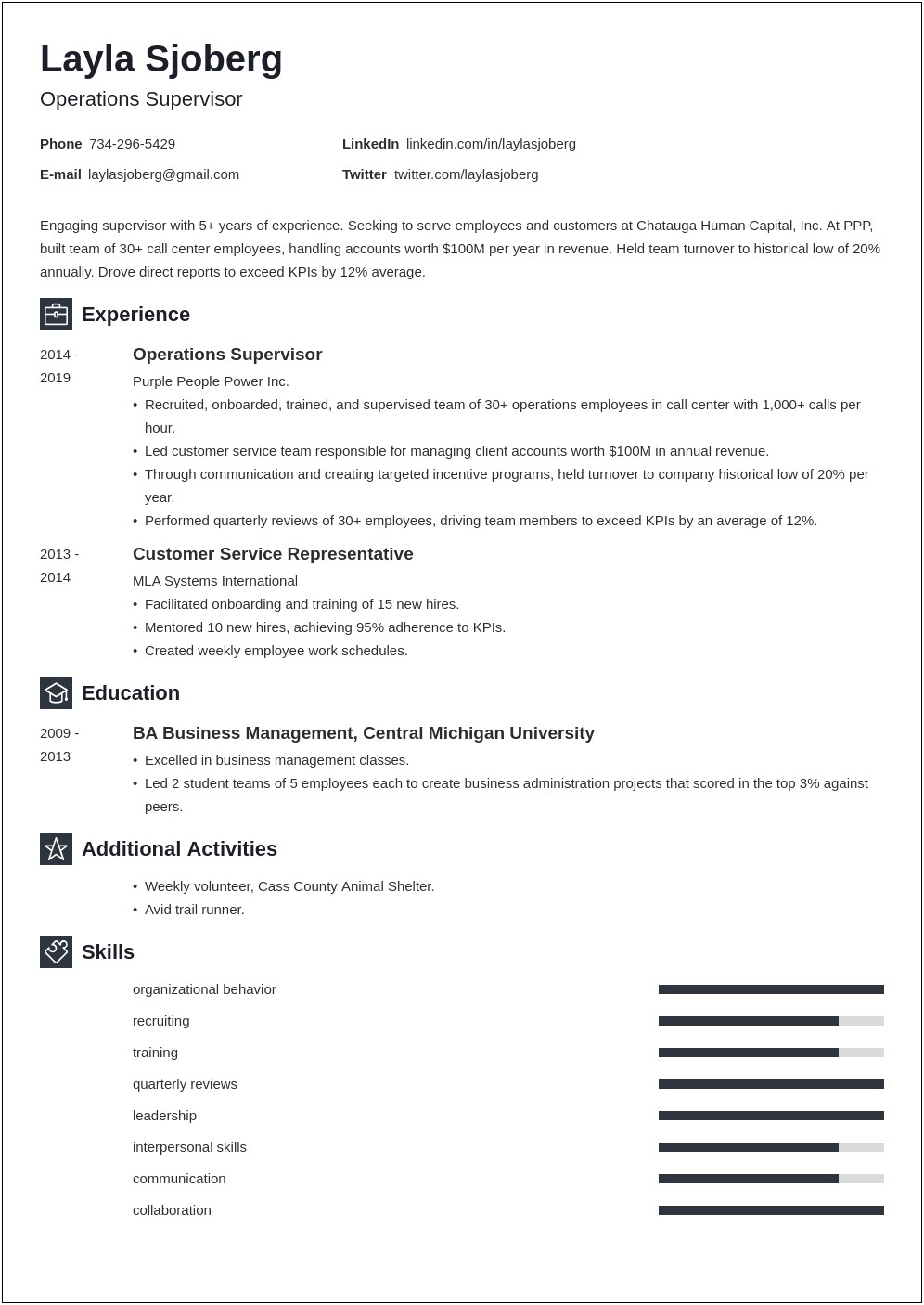 Lead Supervisor Job Description For Resume