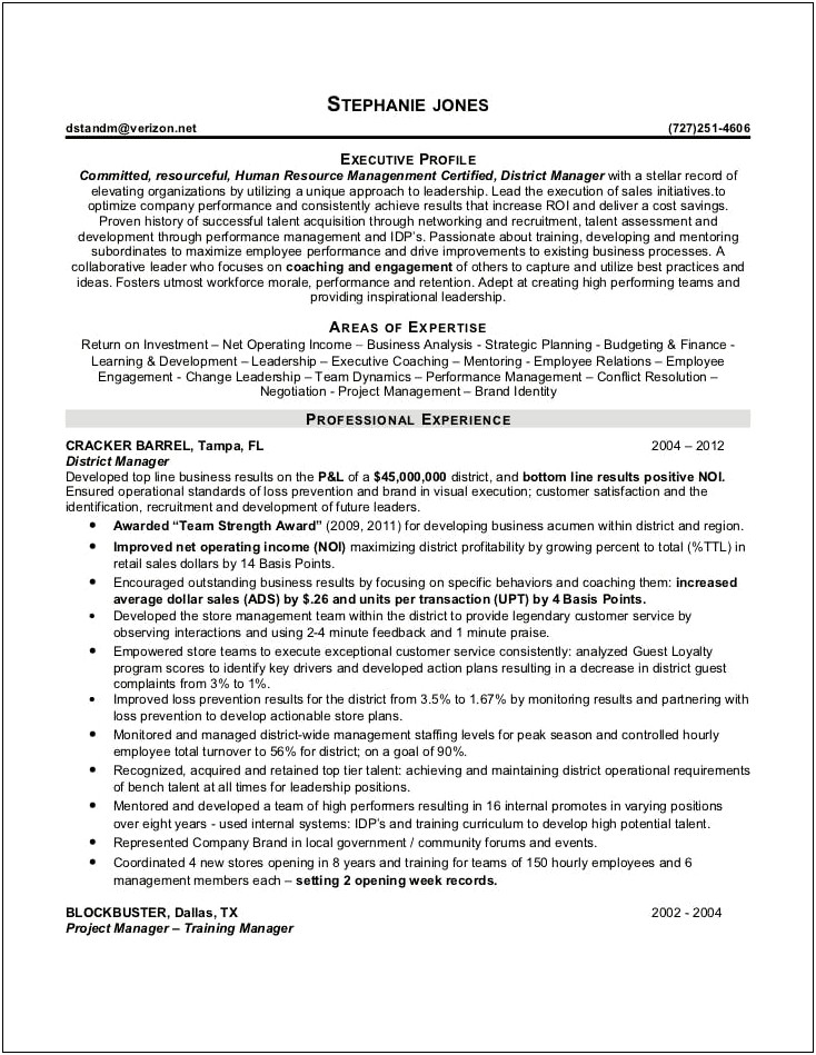 Learning And Development Manager Resume