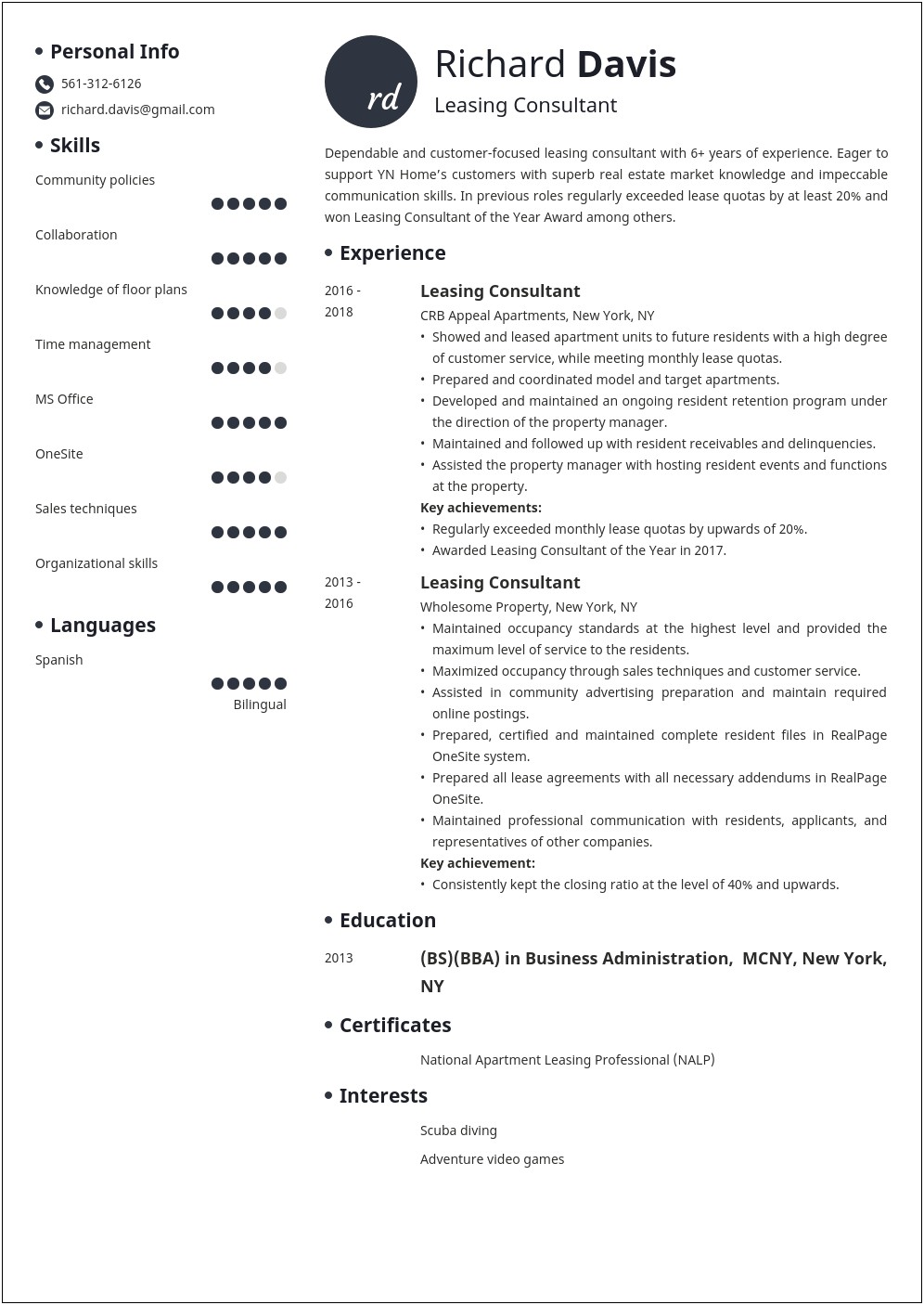 Leasing Agent Job Description Resume Examples
