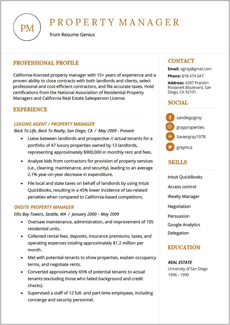 Leasing And Marketing Manager Resume