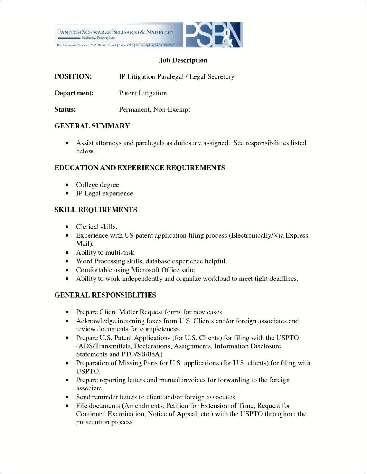 Legal Secretary Job Description Resume