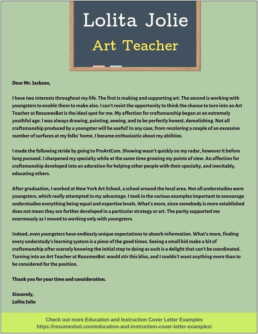 Letter Of Interest For Teacher Resume