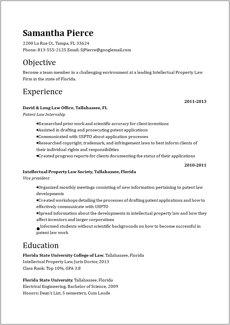 Life Science Patent Attorney Resume Samples