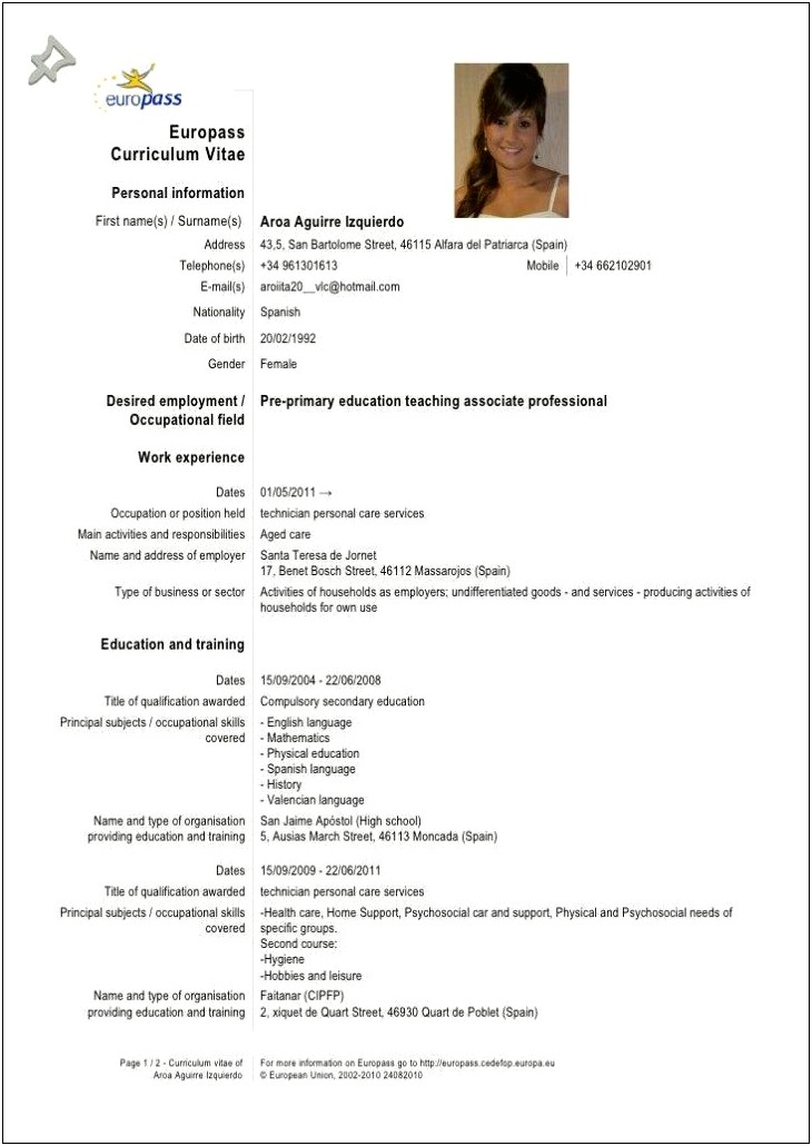 Limited Language Skill In Resume