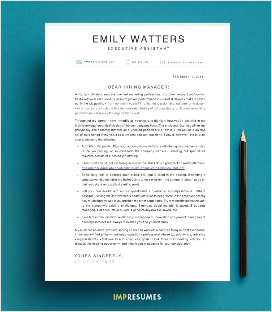 Link Resume To Cover Letter Examples