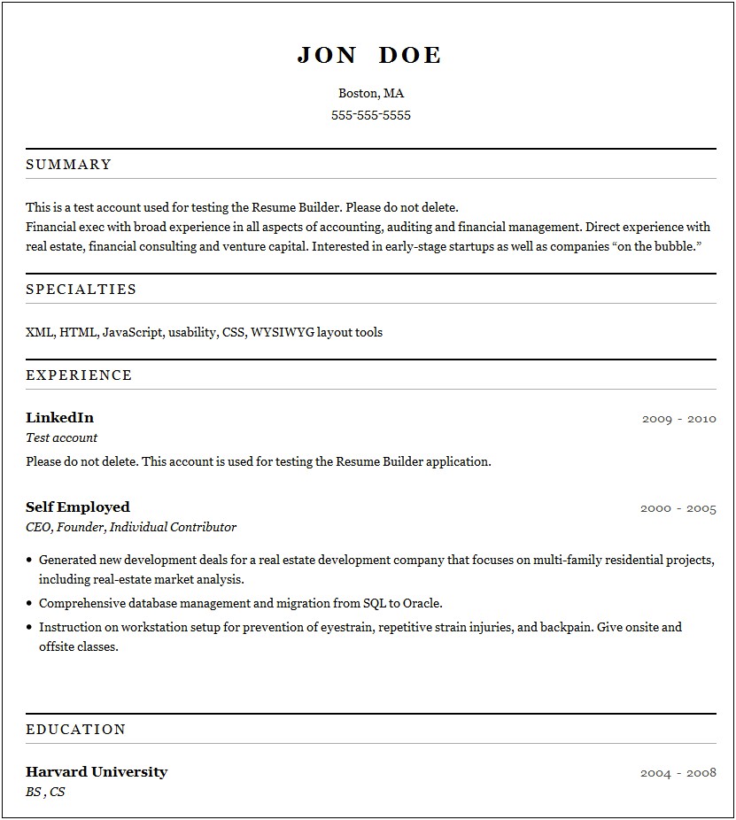 Linkedin Link On Resume Example