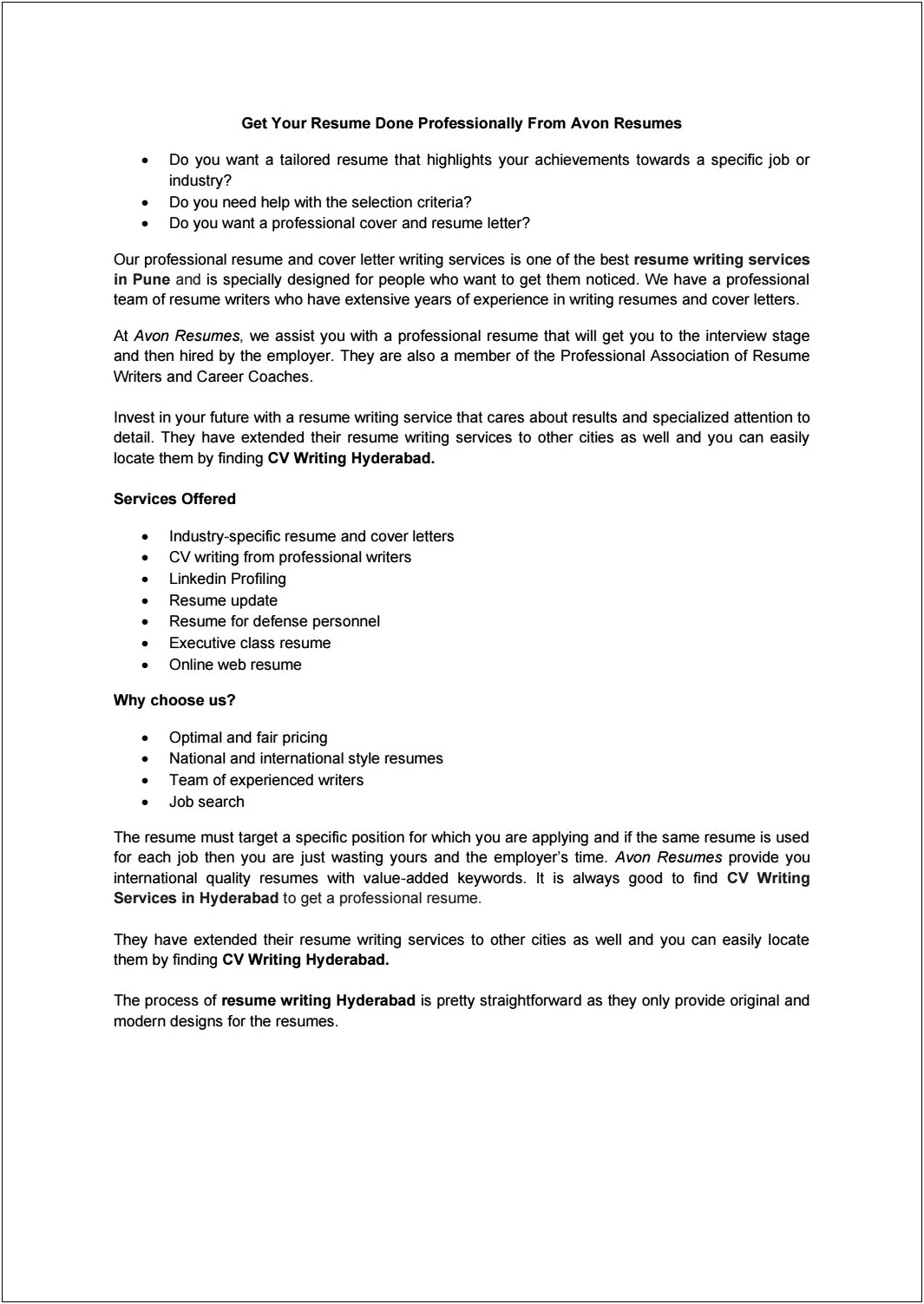 Linkedin Resume And Cover Letter Service
