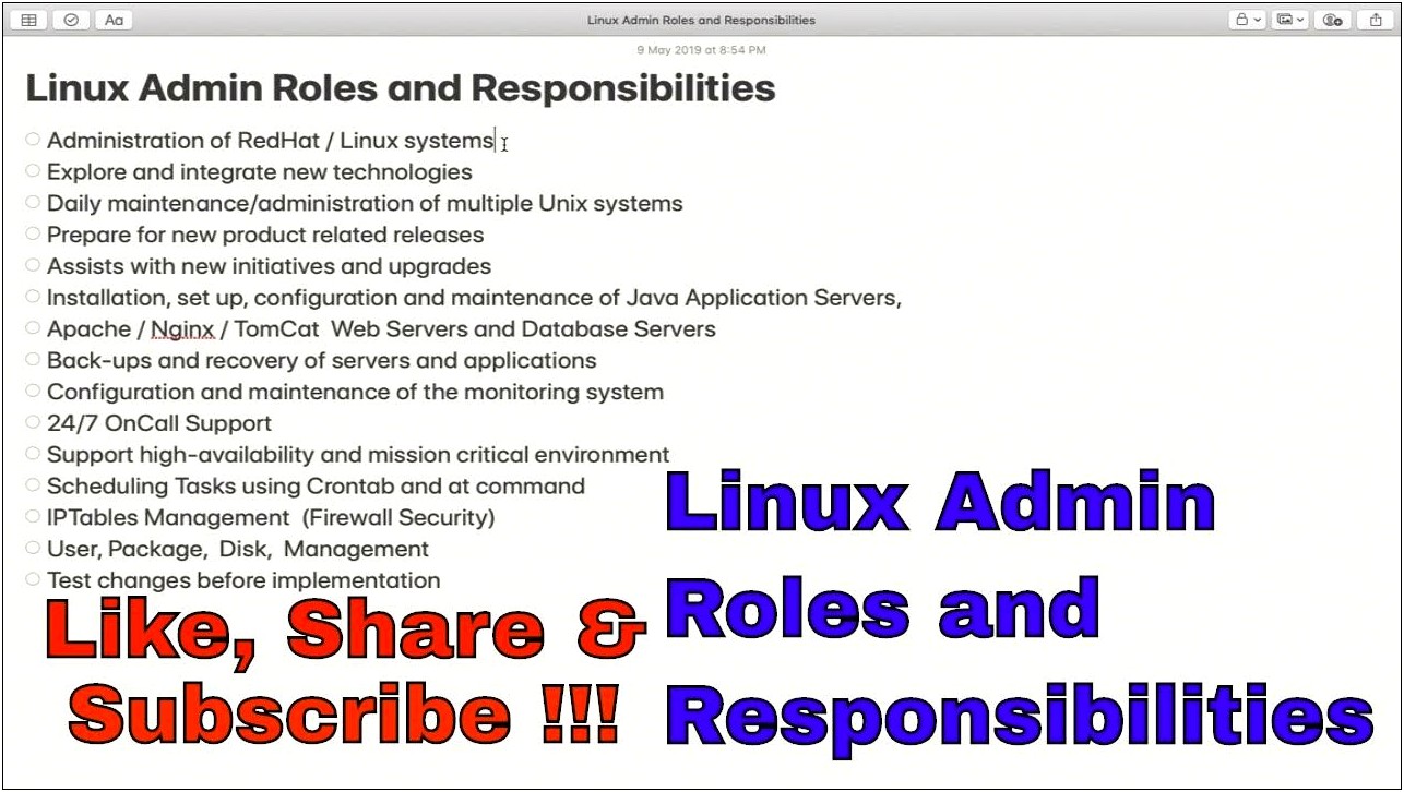 Linux Admin Job Dutiesand Resumes