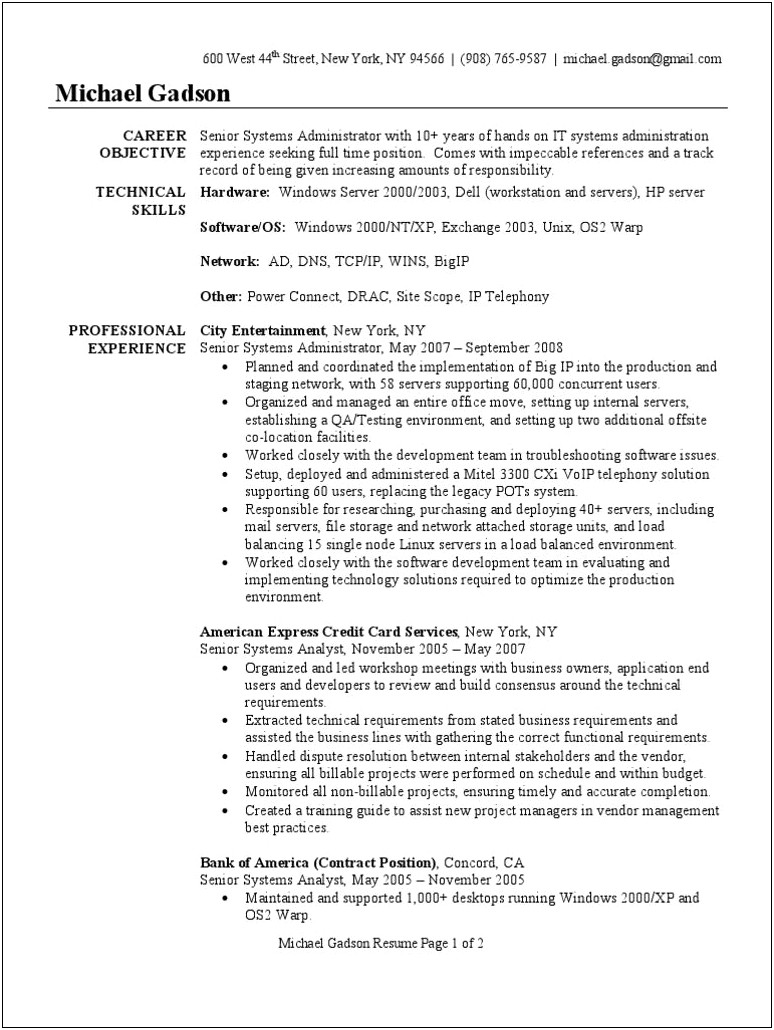 Linux Administrator Resume 2 Year Experience