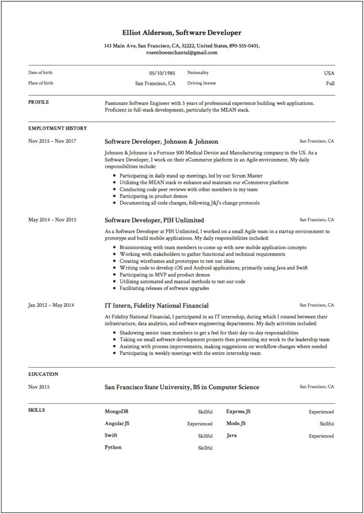 Linux Professional Resume Samples 5 Year Experience