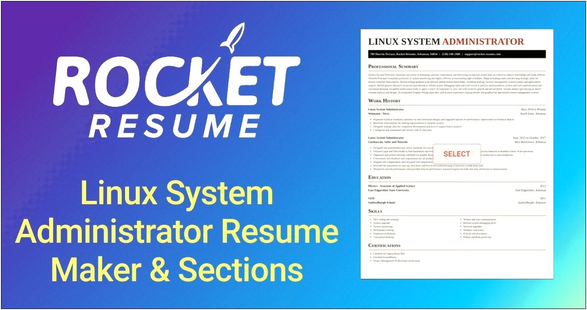 Linux System Administrator Resume Examples