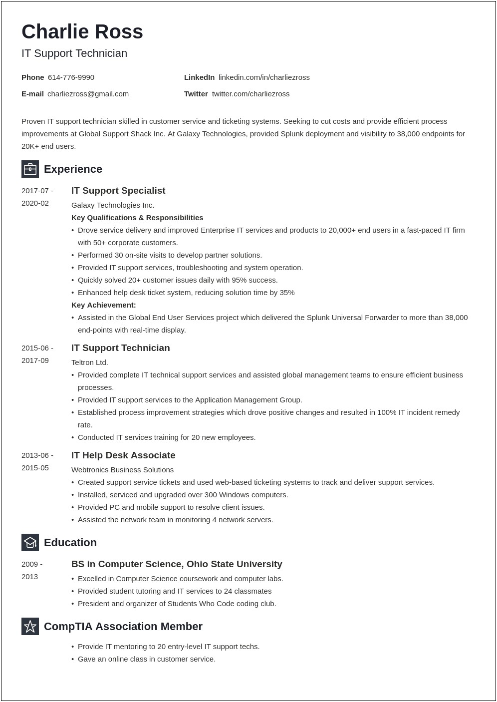 Linux Technical Support Resume Sample