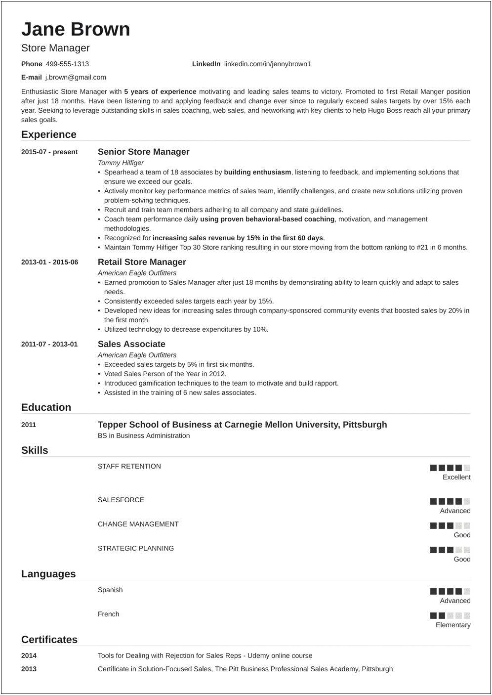 Liquor Store Assistant Manager Resume