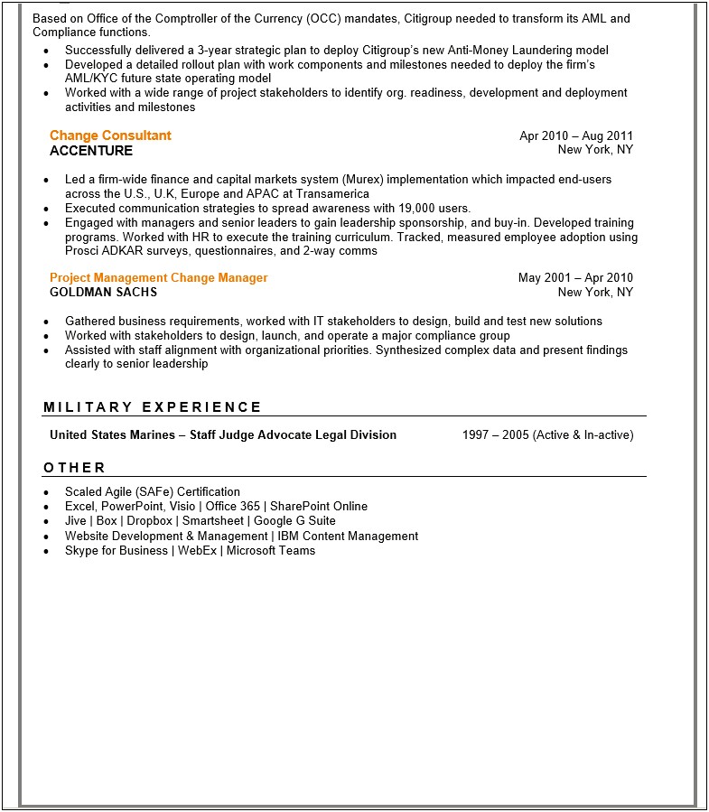 List Management Skills In Different Capacity On Resume