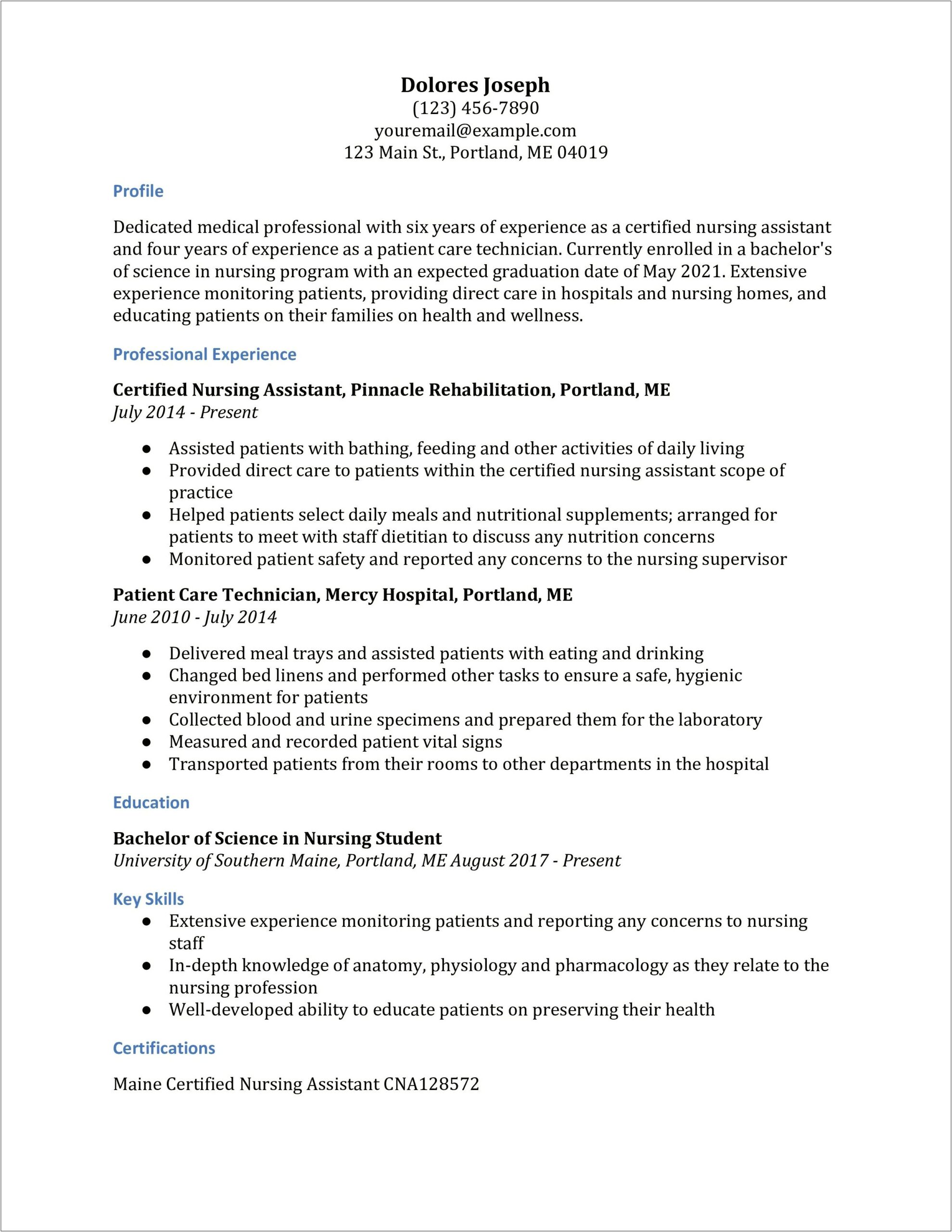 List Of Nursing Clinical Skills Resume