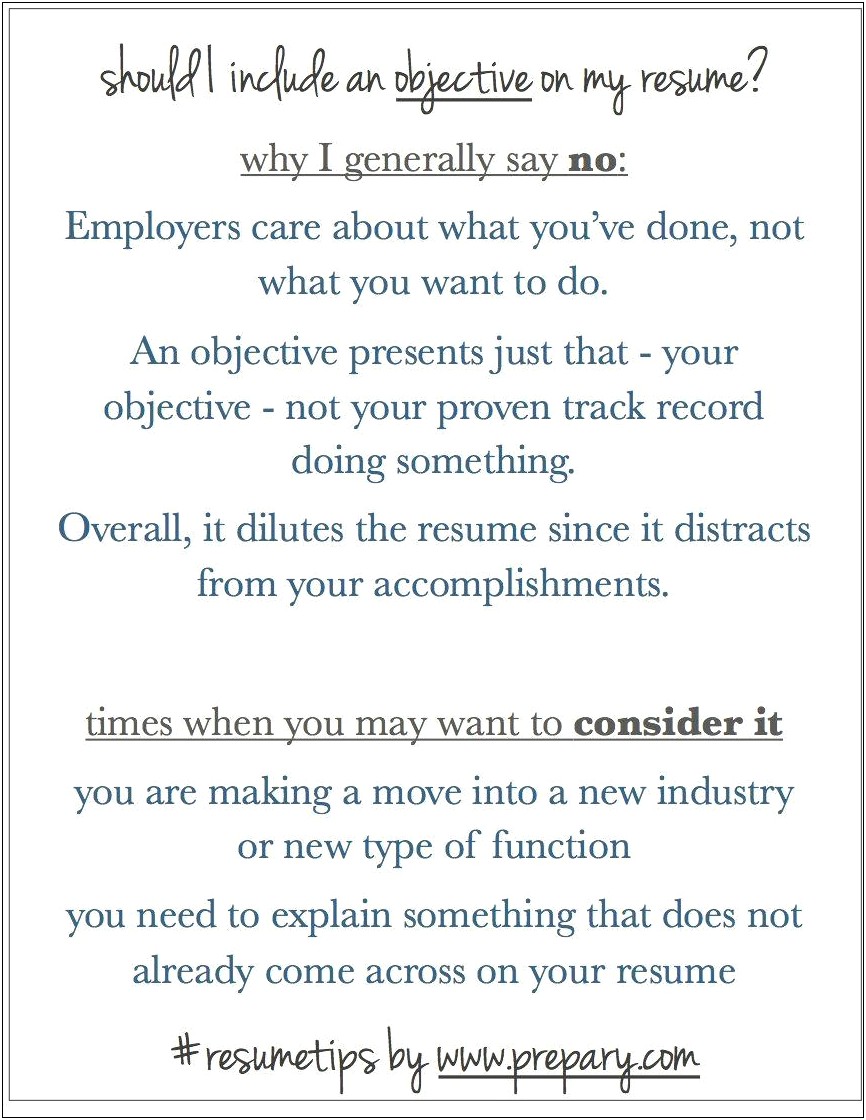 List Of Objectives To Put On A Resume