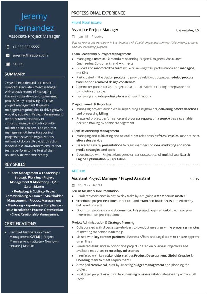 List Of Project Manager Skills For Resume