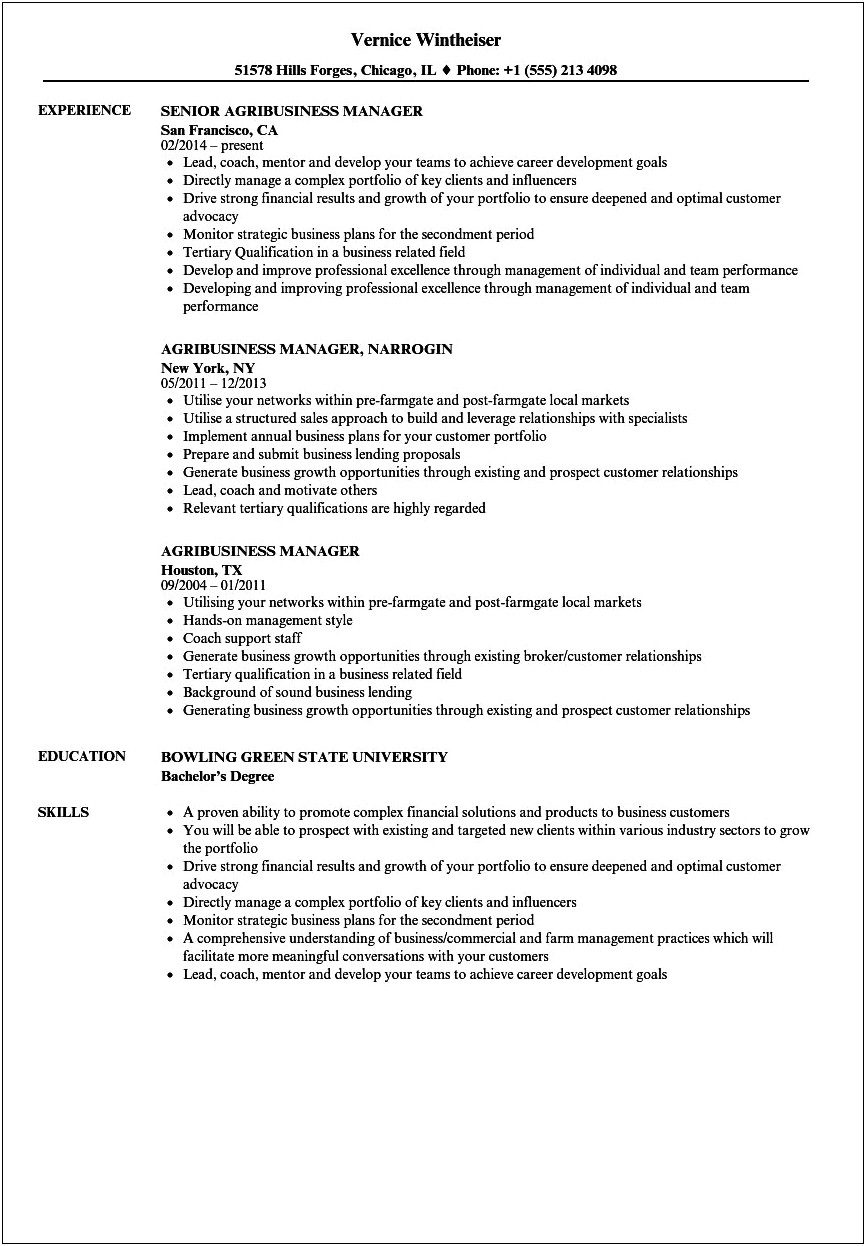 List Of Skills For An Agricultural Resume