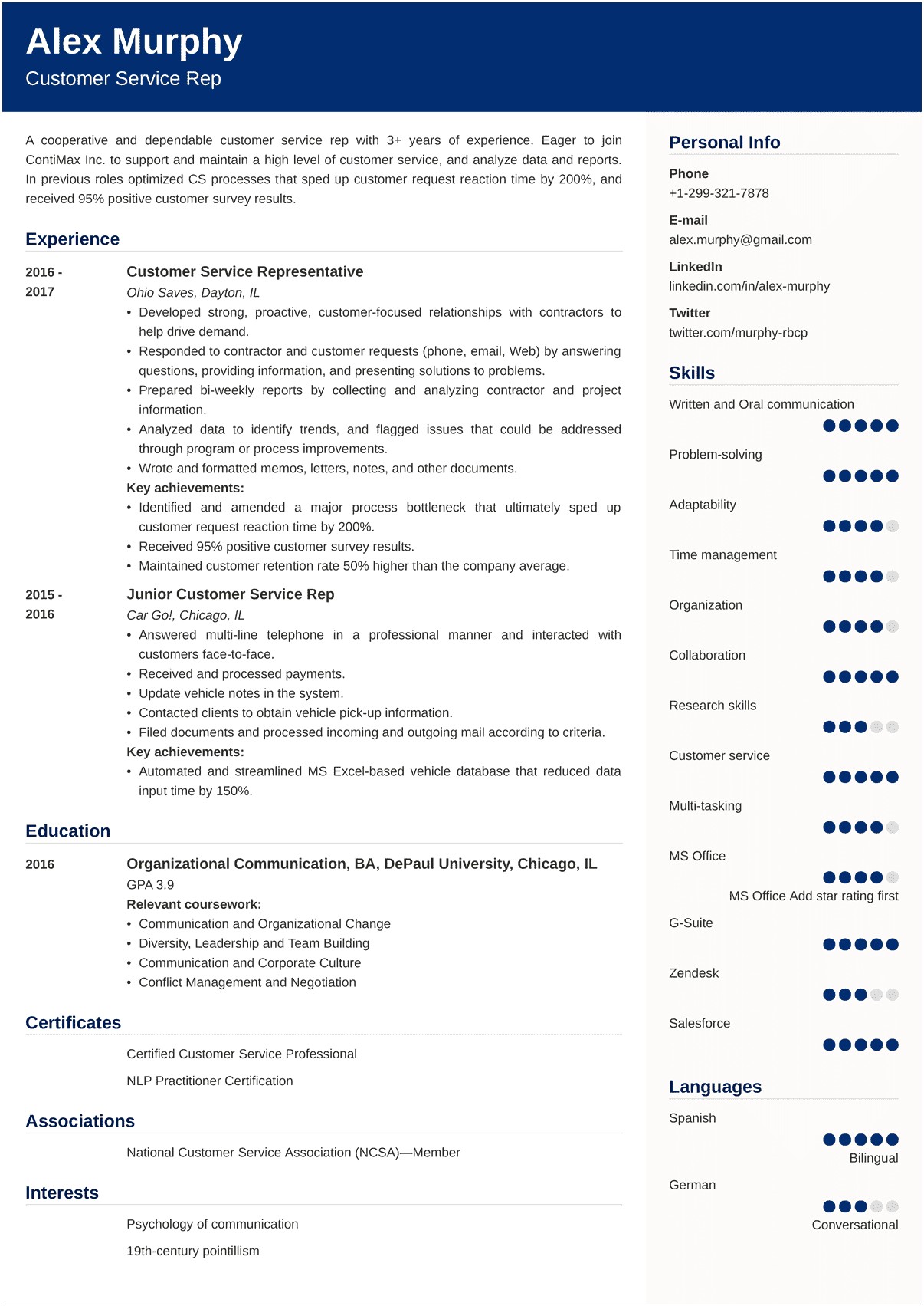 List Of Skills For Customer Servicw Resume