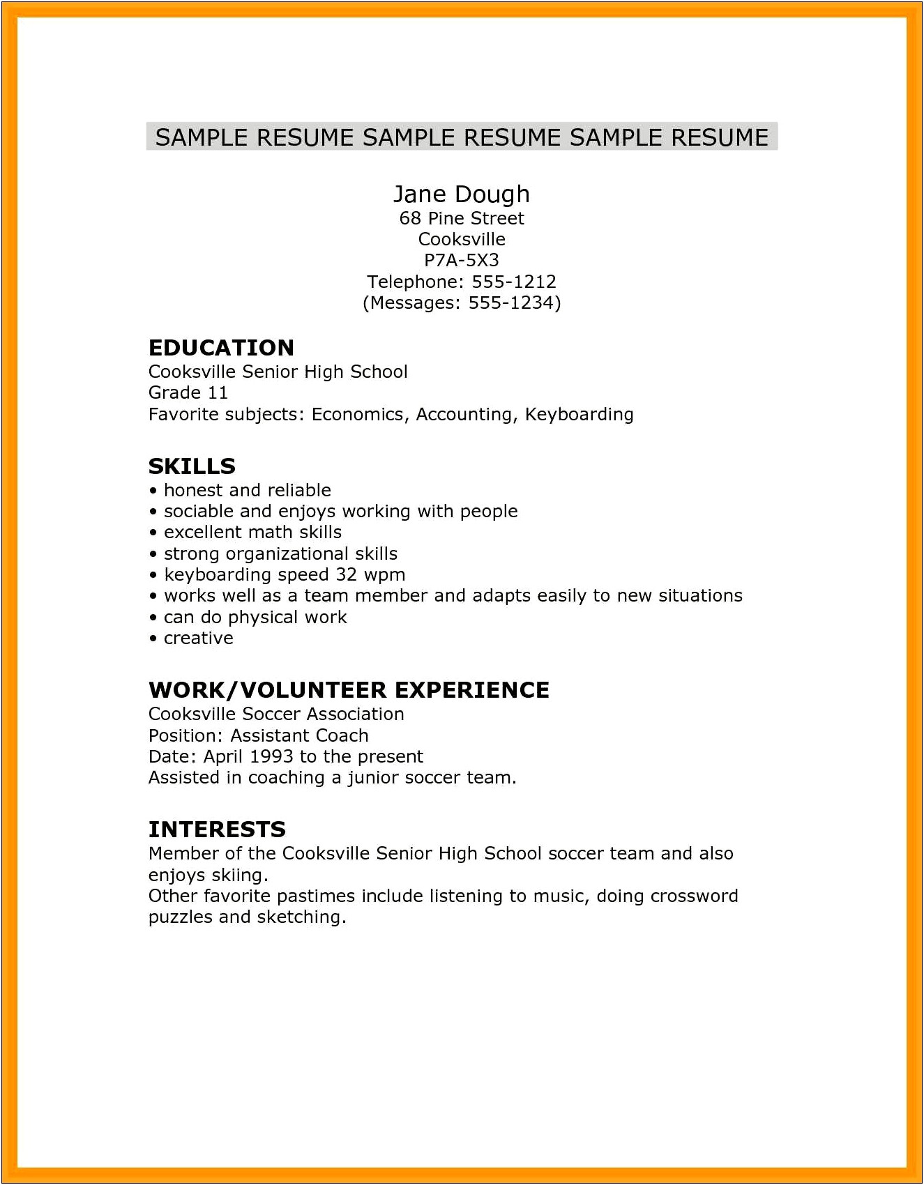 List Of Skills For Resume High School