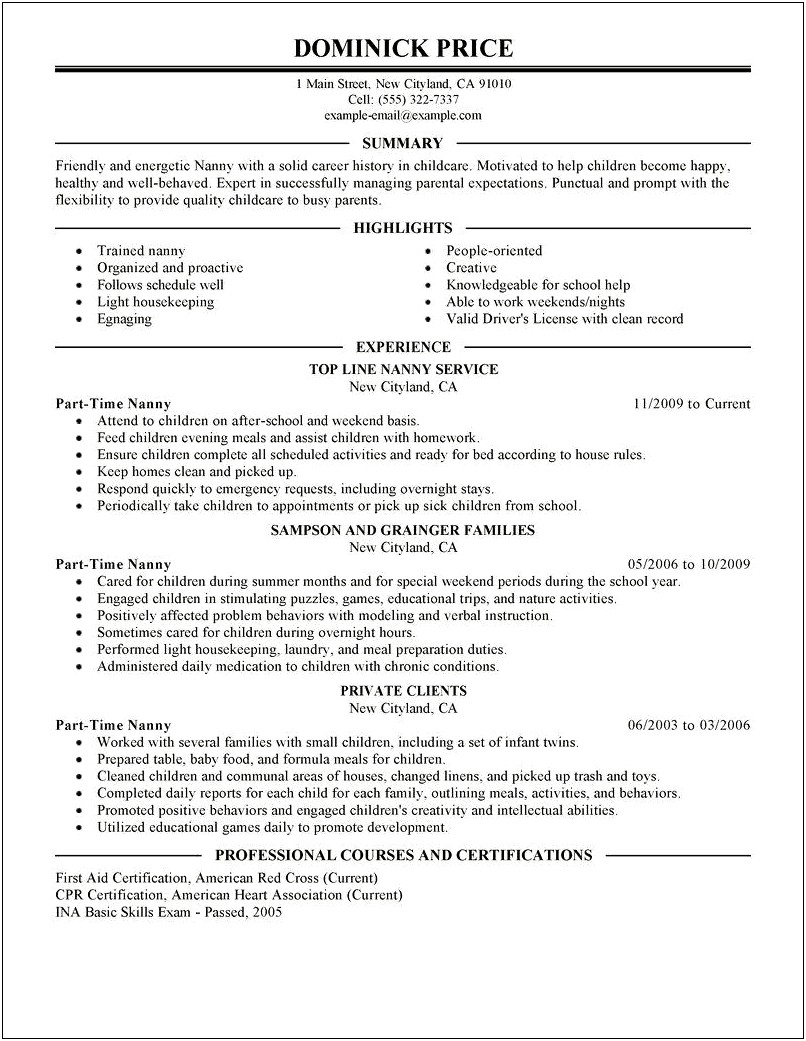List Part Time Jobs On Resume