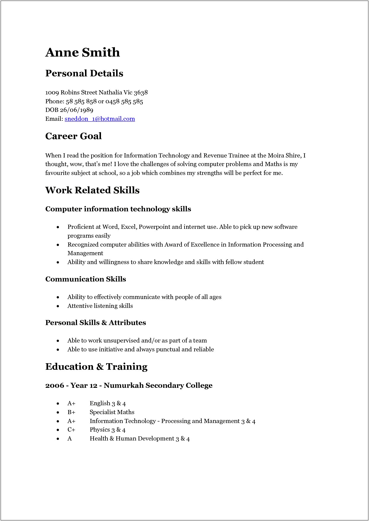 Listen And Communicate Example On Resume