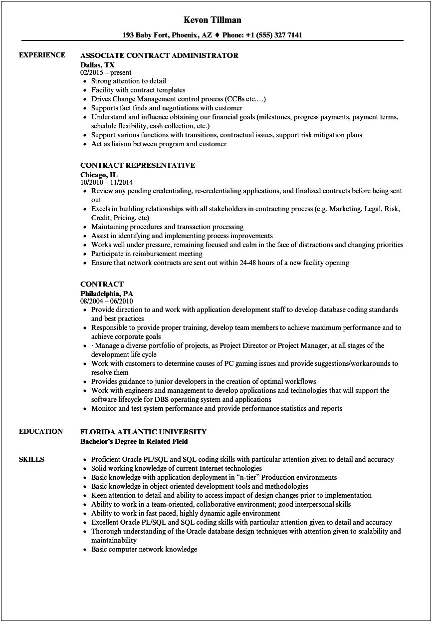 Listing Contract Jobs On Resume