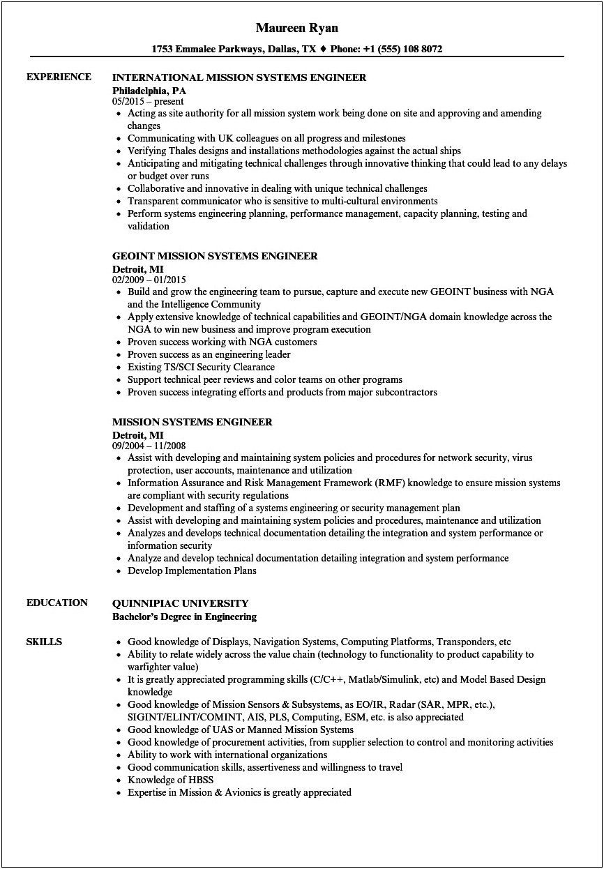 Listing Military Experience On Engineering Resume