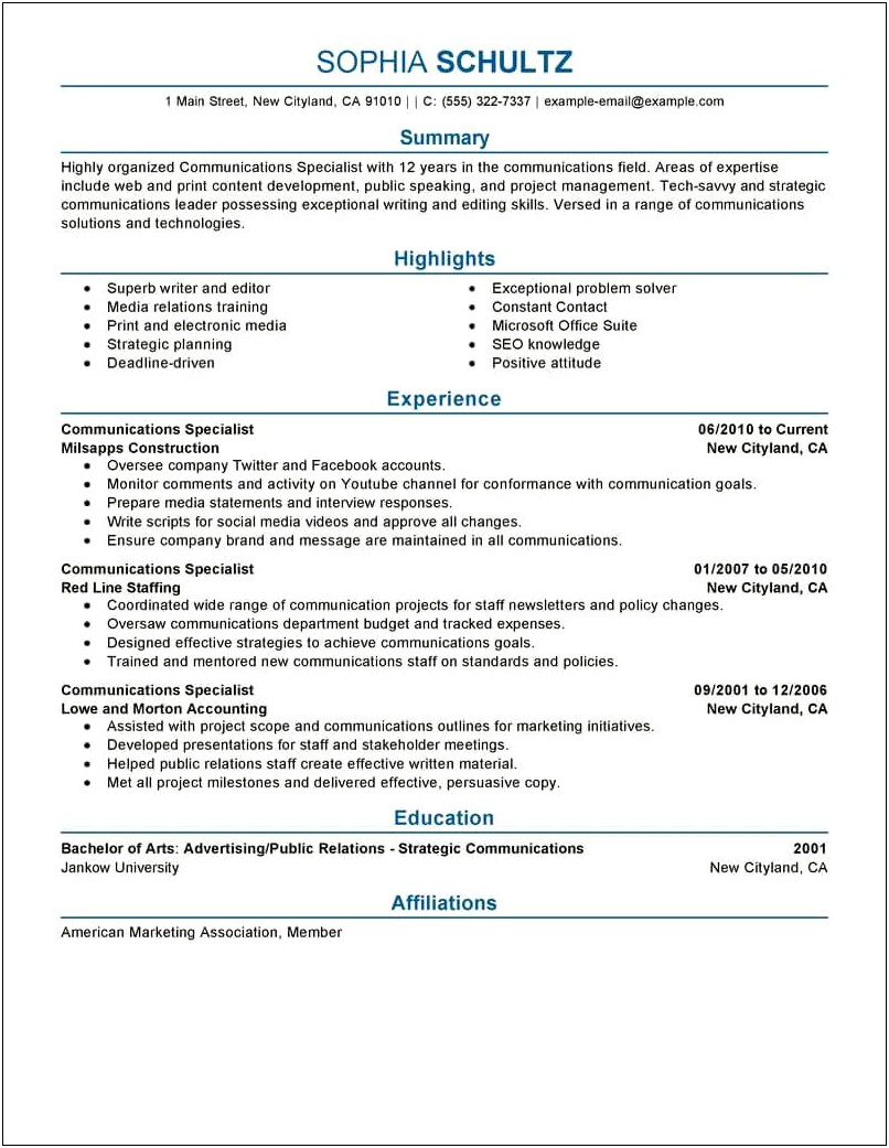 Listing Oral And Written Communication Skills Resume
