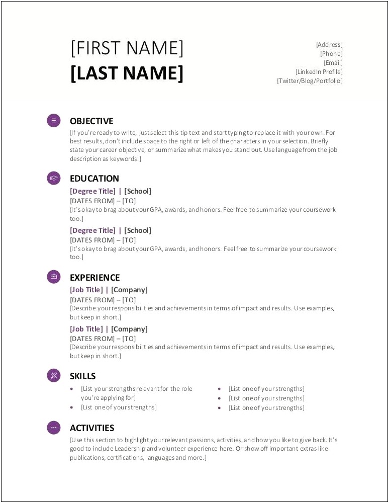 Listing Previous Jobs On Resume Address Or Phone