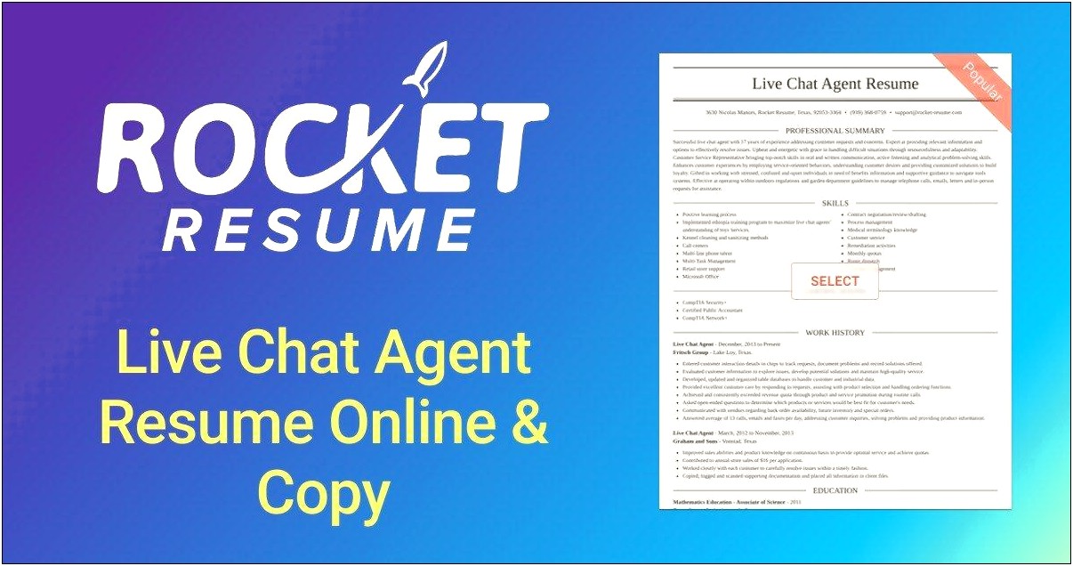 Live Chat Agent Resume Examples
