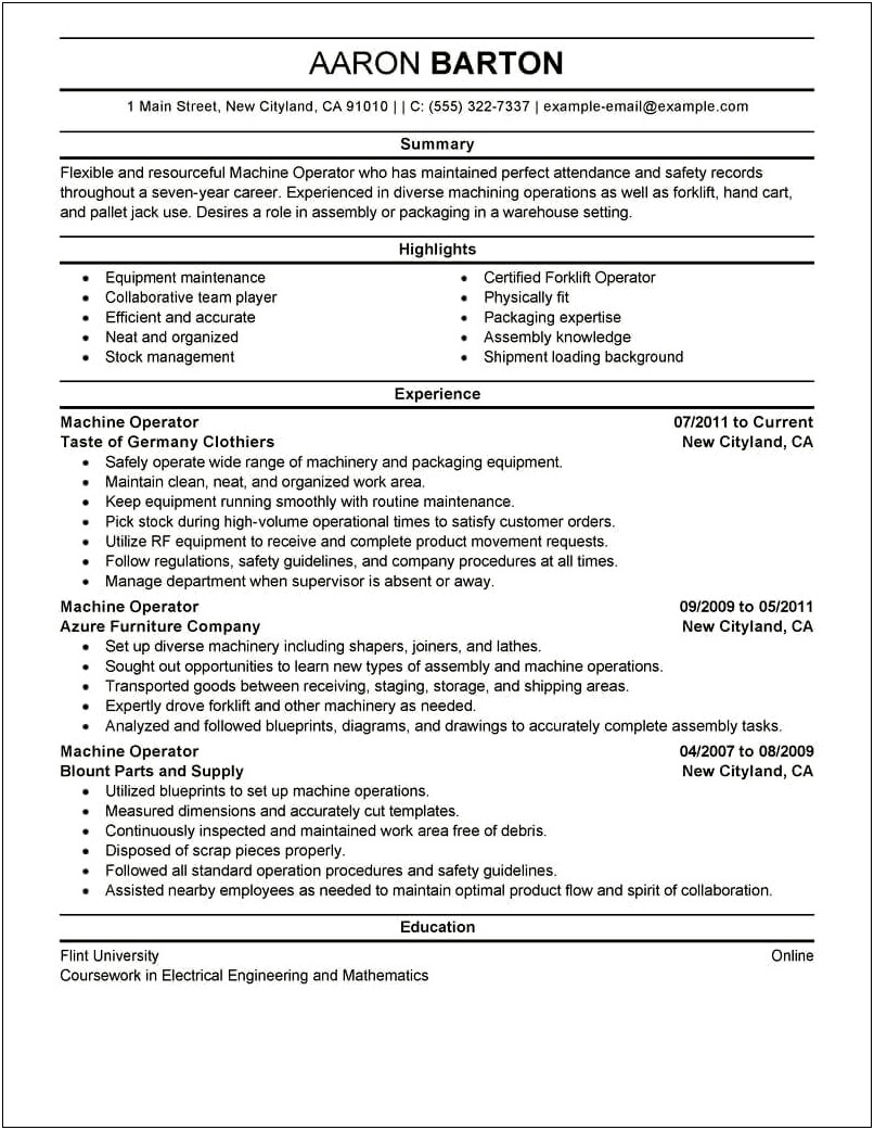 Loading And Packing Resume Samples