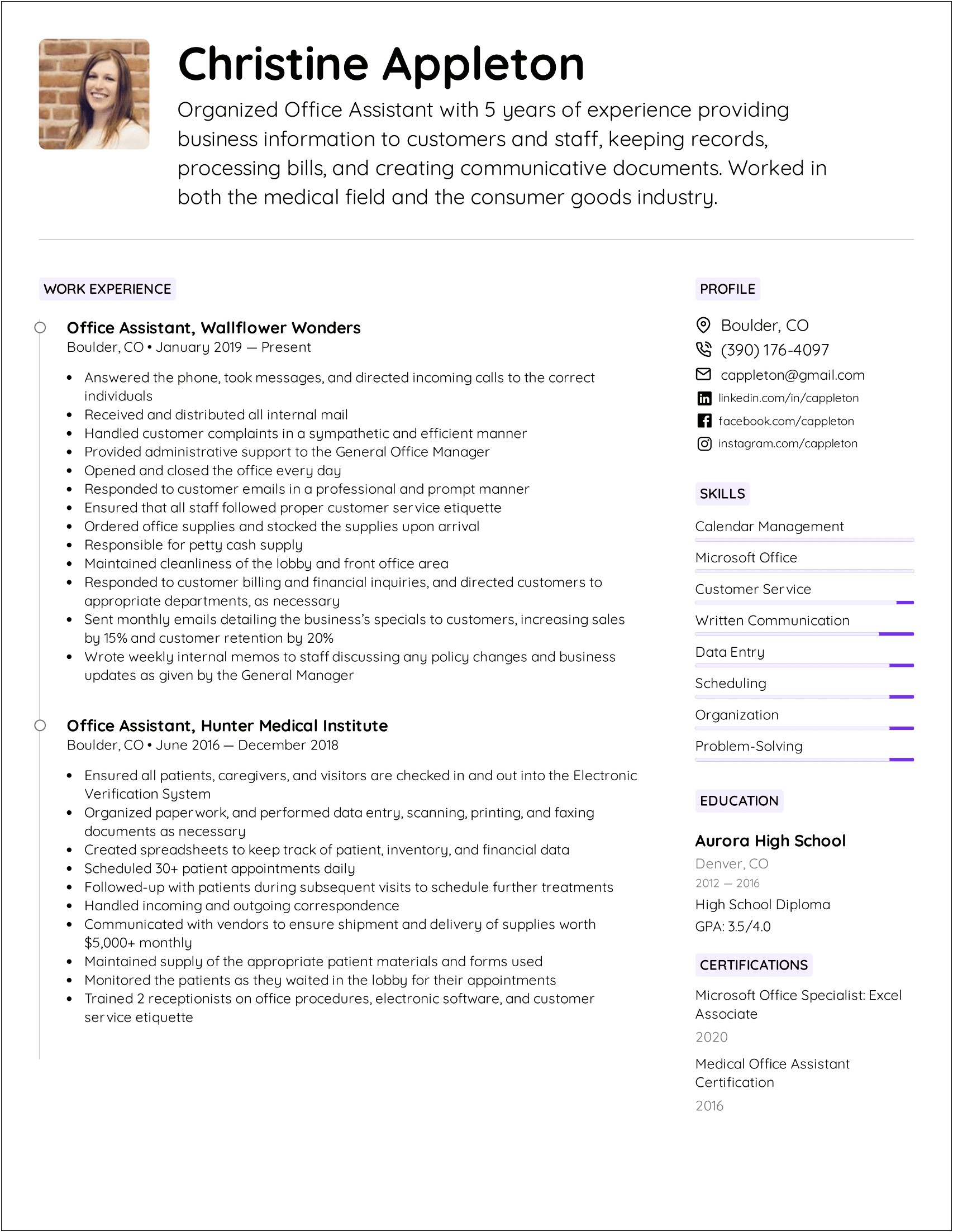 Long Resume Example Administrative Assistant