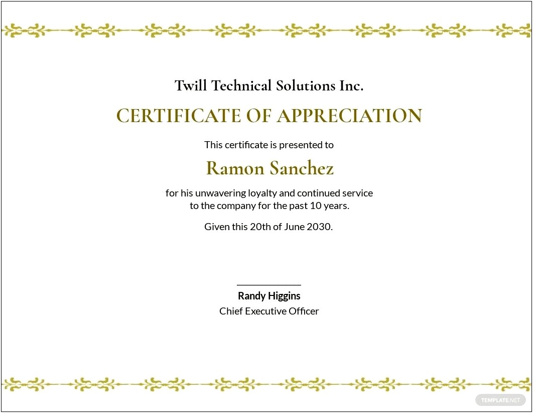 Long Service Award Certificate Template Resume