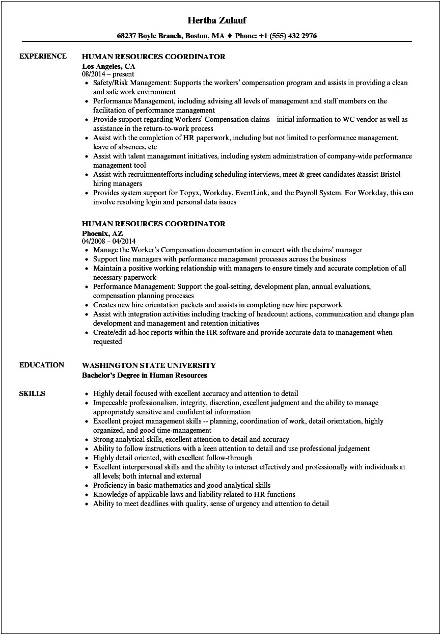 Lowes Hr Coordinator Job Description For Resume