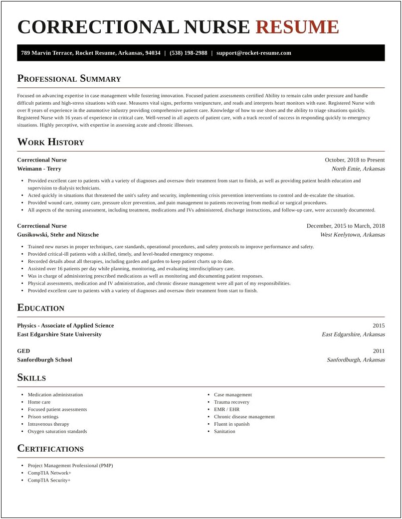 Lpn Job Description For Resume In Corrections